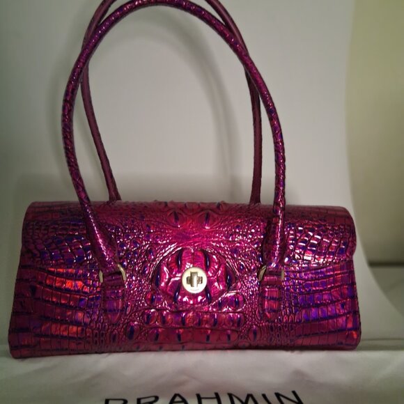 Brahmin Melbourne Collection Dayan Voltage Violet East-West Satchel Bag - Picture 3 of 11